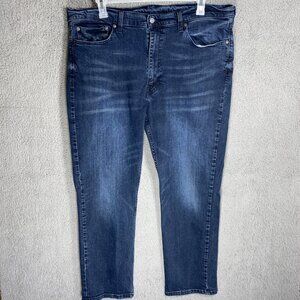 Levis 514 Straight Fit 40x31 Indigo Blue Denim Jeans Faded Dark Wash Stretch